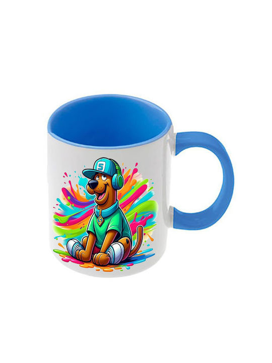 Scooby Doo Mug Blue Handle Interior