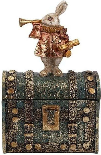 Easter Rabbit Box Polyresin White Green Red 13x7.5x21 cm Estheti 818-00078