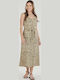 Ro W Summer Midi Dress Beige