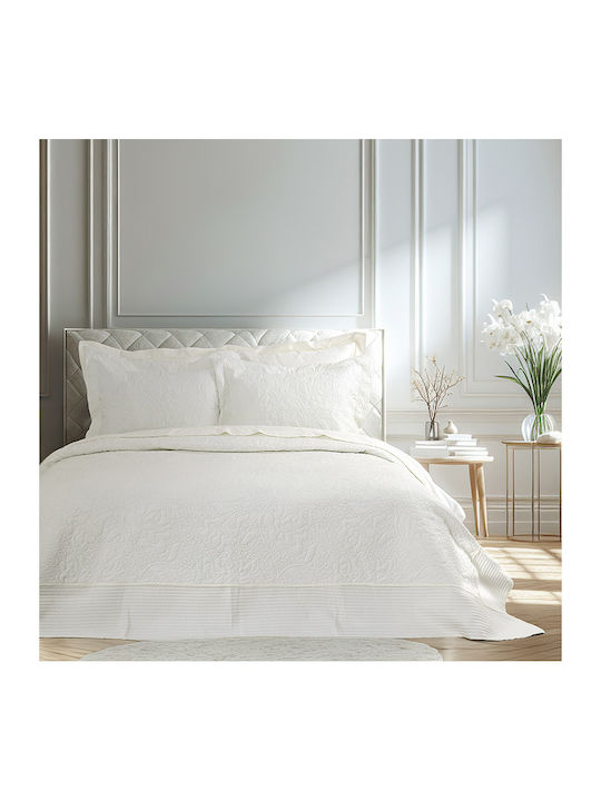Nima Heather Coverlet Set Double Microfiber Heather Ivory 240x260cm 3 Pieces