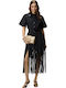 Summer Maxi Shirt Dress Black