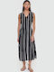 Summer Midi Shirt Dress Black White