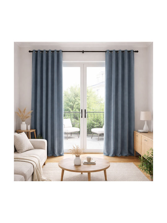 My Home Luxury Κουρτίνα Παραθύρου με Τρουκς Μπλέ 280x270εκ.