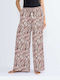 Women's Satin Trousers with Rubber Band Printed