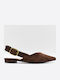 Γυναικείες Μπαλαρίνες Slingback με Λουράκι σε Καφέ Χρώμα