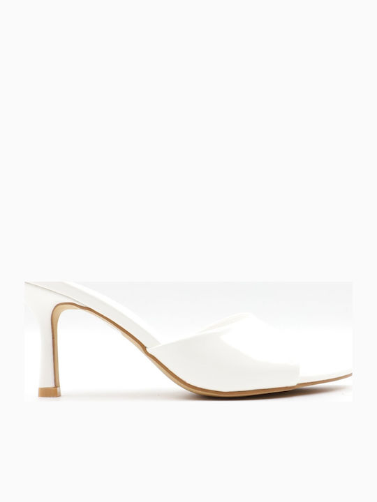 Mules With Heel In White Colour