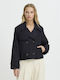 Women's Dark Navy Half Coat with Buttons