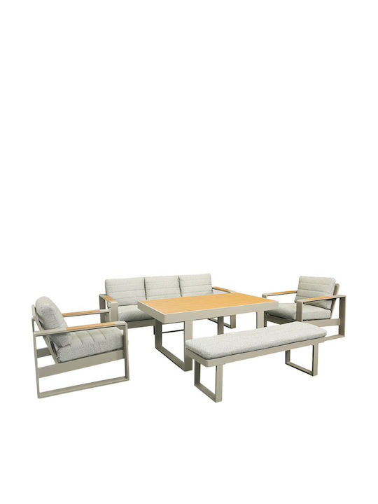 Bliumi Garten- und Outdoor-Möbelsets Wohnbereich Typsatz 5 Stück Aluminium