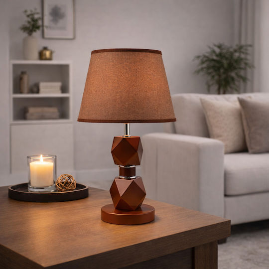 ForHome Metal Table Lamp for E27 Socket with Brown Shade and Base