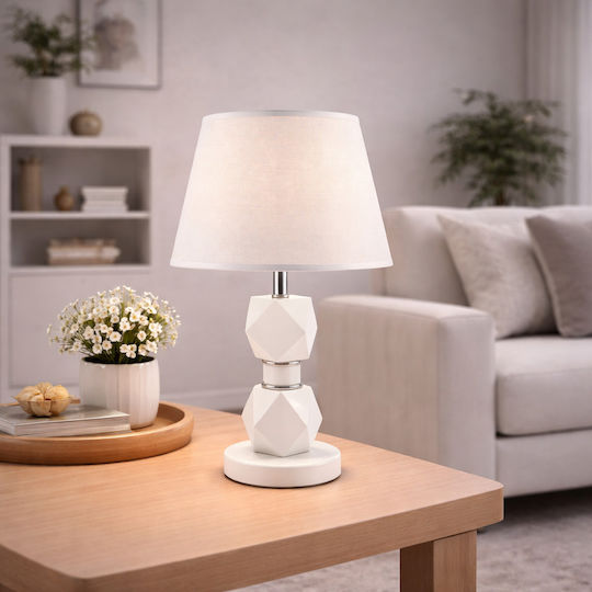 ForHome Metal Table Lamp for E27 Socket with White Shade and Base