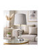 ForHome Metal Table Lamp for E27 Socket with White Shade and Silver Base