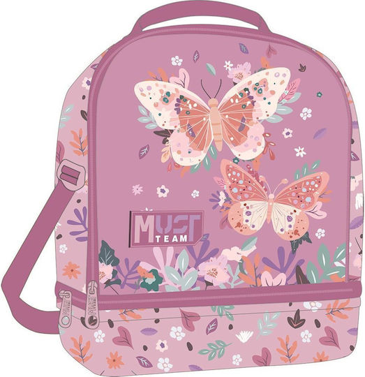 Must Team School Insulated Shoulder Lunch Bag 7L Butterflies Lilac 22x16x28cm