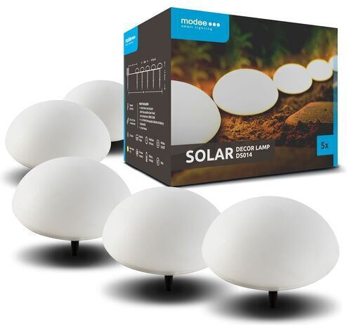 Modee Lighting Σετ 5 Καρφωτά Ηλιακά Φωτιστικά Δρόμου Θερμό Λευκό με Φωτοκύτταρο IP44 15x15εκ.