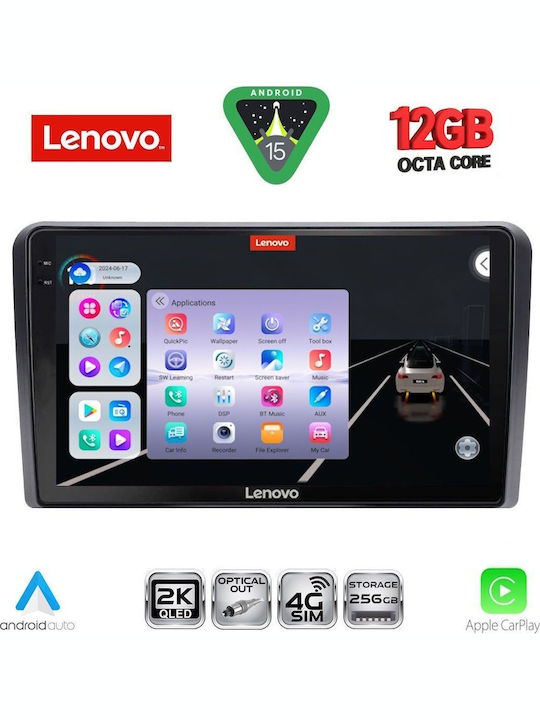 Lenovo Car Audio System for Fiat 500 2016 (Bluetooth/USB/WiFi/GPS/Apple CarPlay/Android Auto) with 9" Touch Screen