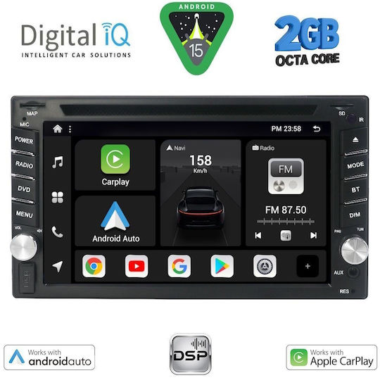 Digital IQ Car Audio System 2005-2020 Bluetooth USB WiFi GPS Apple CarPlay Android Auto with 6.5" Touch Screen