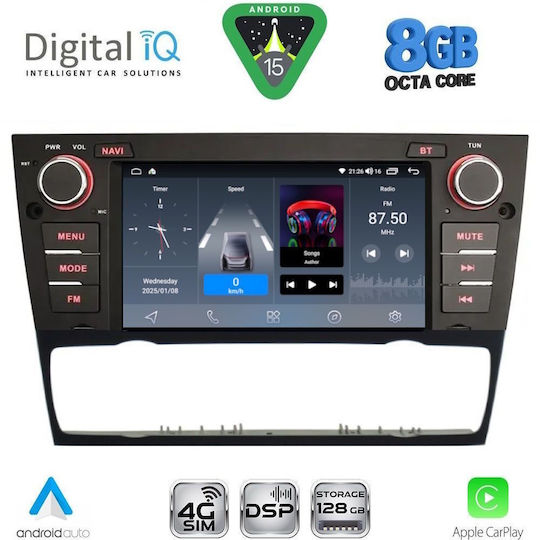 Digital IQ Ηχοσύστημα Αυτοκινήτου για BMW Σειρά 3 2005-2012 (Bluetooth/USB/WiFi/GPS/Apple-Carplay/Android-Auto) με Οθόνη Αφής 7"