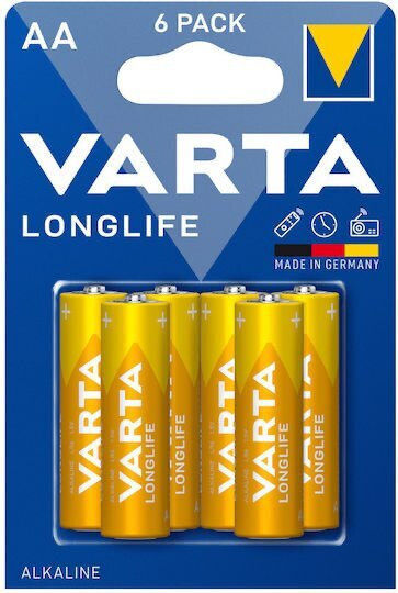 Varta Longlife Алкални Батерии AA 1.5V 6 Броя