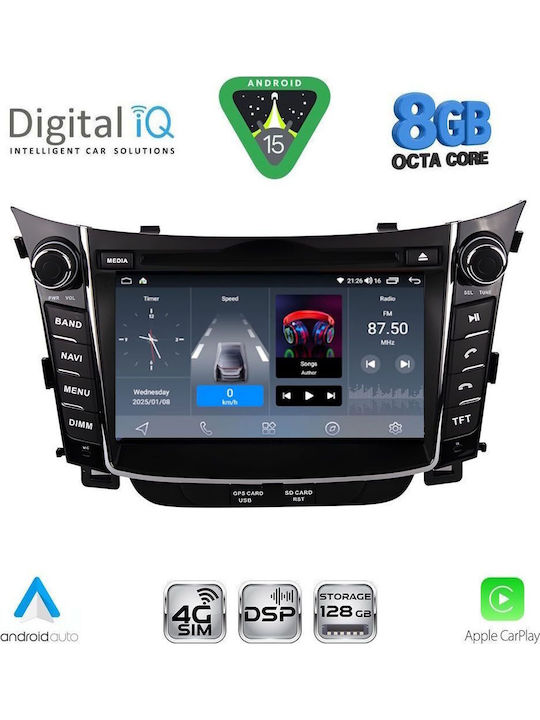 Digital IQ Car Audio System for Hyundai i30 2012-2017 (Bluetooth/USB/WiFi/GPS/Apple CarPlay/Android Auto) with 7" Touch Screen