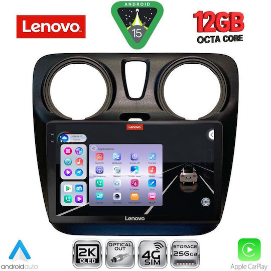 Lenovo Car Audio System for Dacia Dokker 2012-2022 (Bluetooth/USB/WiFi/GPS/Apple CarPlay/Android Auto) with 9" Touch Screen