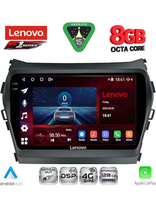 Lenovo Car Audio System for Hyundai iX45 / Santa Fe 2013-2017 (Bluetooth/USB/WiFi/GPS/Apple CarPlay/Android Auto) with 9" Touch Screen