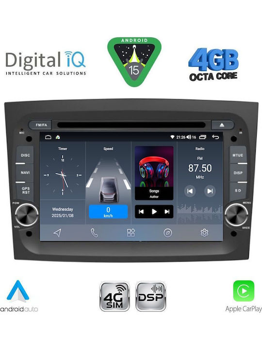 Digital IQ Car Audio System for Fiat Doblo 2015-2022 Bluetooth USB WiFi GPS Apple CarPlay Android Auto with 7" Touch Screen
