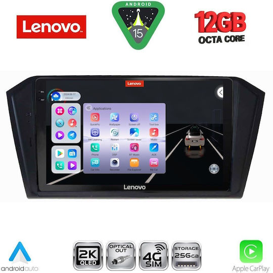 Lenovo Ηχοσύστημα Αυτοκινήτου για Volkswagen Passat 2016-2023 με Clima (Bluetooth/USB/WiFi/GPS/Apple-Carplay/Android-Auto) με Οθόνη Αφής 10"