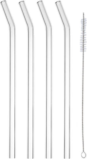 Estia Glass Straws with Brush 4 Pieces