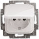 Busch-Jaeger Single Power Socket with White Lid