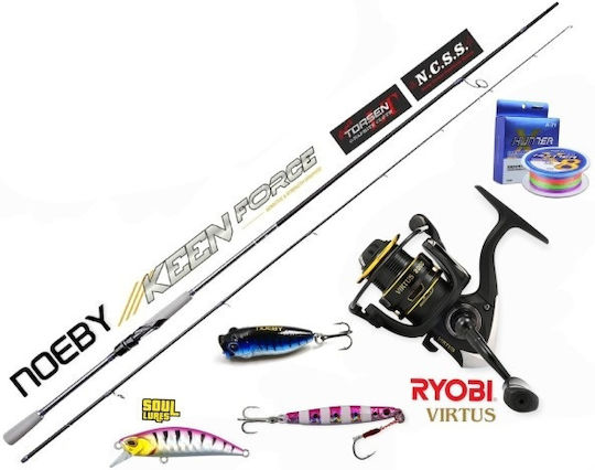 Σετ Ψαρέματος Lrf Καθετής Καλάμι Noeby Keen Force 2.24m C.w:1-6 Gr Μηχανισμός Ryobi Virtus 1000