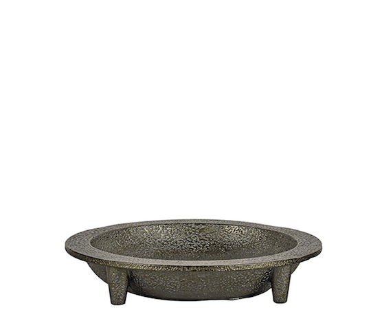 Hammered 3 Decorative Ceramic Bowls With Black Pedestal