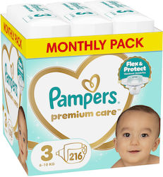 Pampers Premium Care № 3 за 6-10 кг 216 бр. Pampers Premium Care № 3 за 6-10 кг 216 бр.