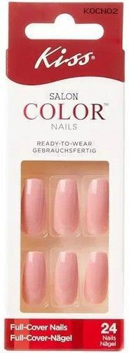 Kiss Color False Nail Tips in Pink Colour 24 Pieces 814637