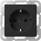 Gira Single Power Socket with Key Black