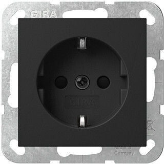 Gira Single Power Socket with Key Black