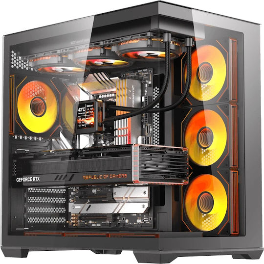 Darkflash C280 Gaming Mini Tower Κουτί Υπολογιστή με Πλαϊνό Παράθυρο και ARGB Φωτισμό Μαύρο +7 Fans