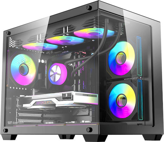 Darkflash B275 Pro Gaming Mini Tower Κουτί Υπολογιστή με Πλαϊνό Παράθυρο και ARGB Φωτισμό Μαύρο