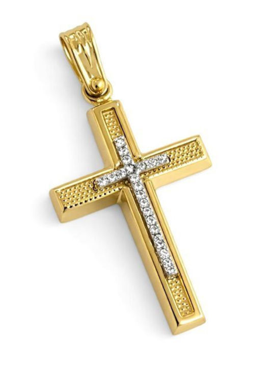 Paraxenies Gold Cross 14K Double Sided Without Chain