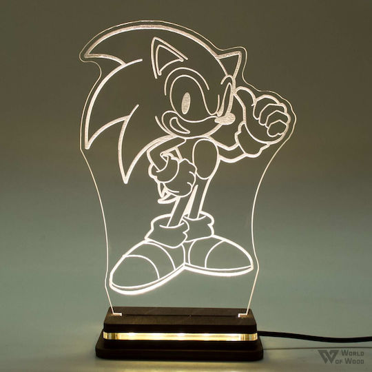 World of Wood LED Детска Декоративна Лампа Sonic The Hedgehog Бяла 21x15cm