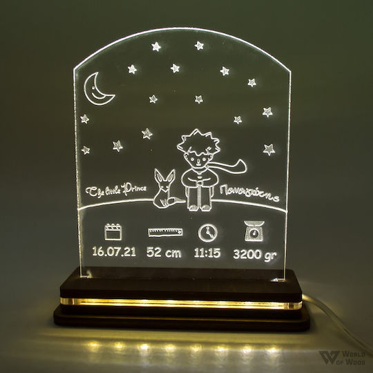 World of Wood LED Детска Декоративна Лампа Малкият Принц Бяла 22x17cm
