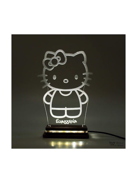 World of Wood Led Kids Decorative Lamp Hello Kitty White 19x13cm