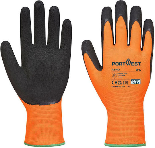 Portwest Γάντια Εργασίας Πορτοκαλί Latex/Πολυεστέρα