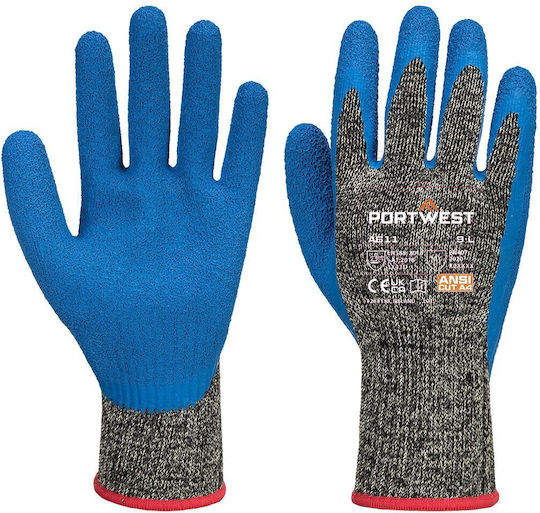 Portwest Safety Gloves Black Aramid Latex/Polyester 12 Pieces