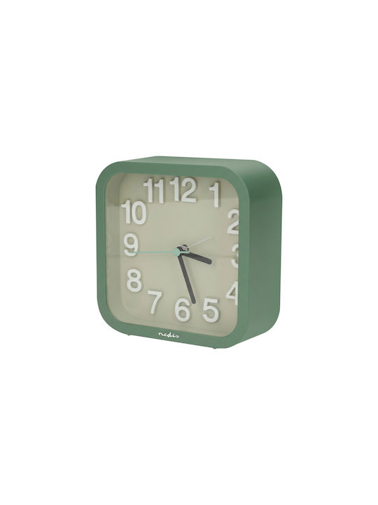 Nedis Analog Table Alarm Clock Silent Chime Snooze Function Green
