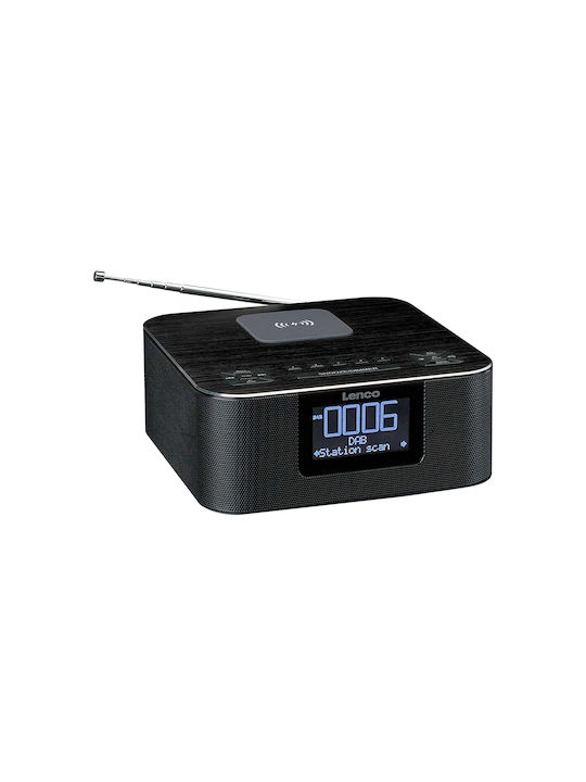 Lenco Dab+ Fm Стерео Часовник Радио Bluetooth Безжично Зареждане Черен
