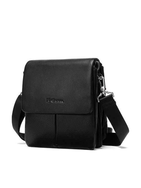 Geantă De Umăr / Tip Crossbody Pentru Bărbați Din Piele Neagră