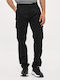Cargo Elastic Trousers in Straight Leg Black