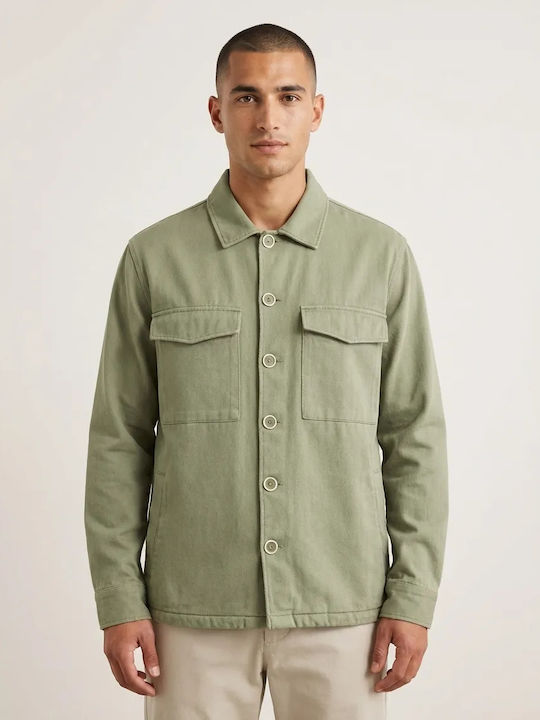 Langärmeliges Overshirt Olivgrün