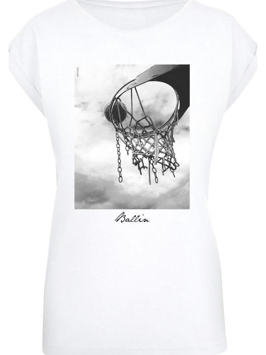 Mister Tee Ballin Damen T-Shirt Weiß