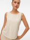 Women's Sleeveless Beige Blouse