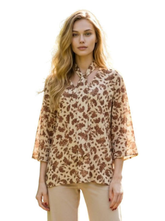 Women's Blouse Floral Brown